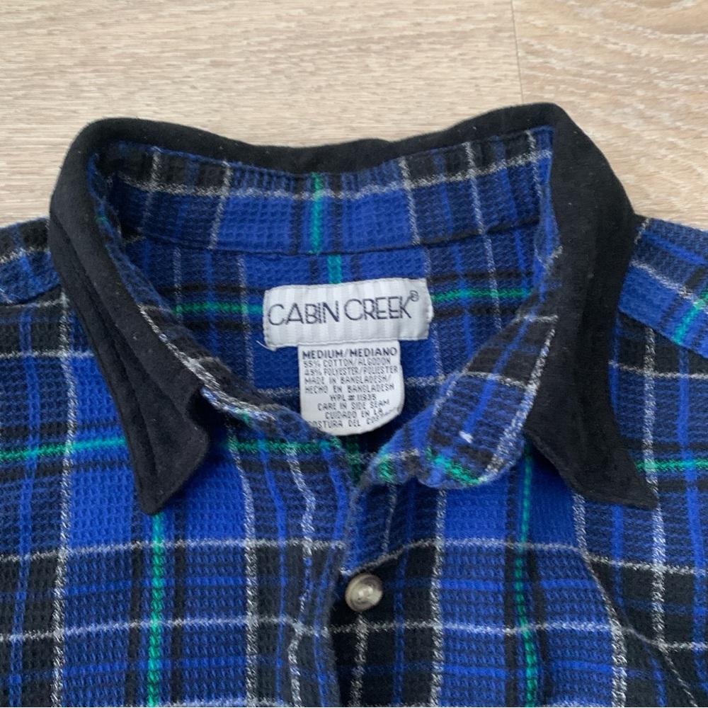 Cabin Creek Blue Plaid Button Down Size M - Picture 3 of 9